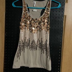 Juniors Studio Y Gold Sequin Racerback Tank